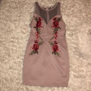 Light pink floral mesh top dress